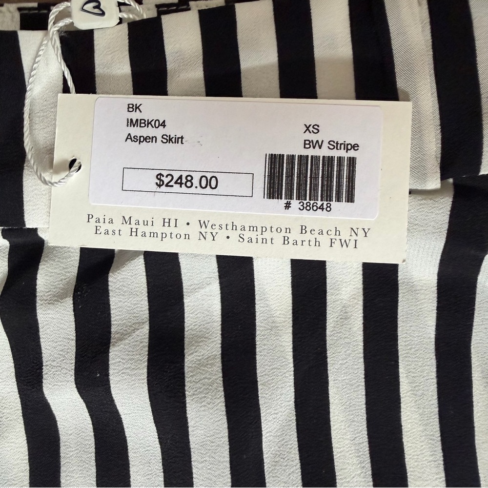 NWT IMRIE Black and White Striped Women's Skirt 100% Silk Size XS - Picture 3 of 10